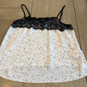 Lucky Brand Ivory and Black Star and Lace Camisole